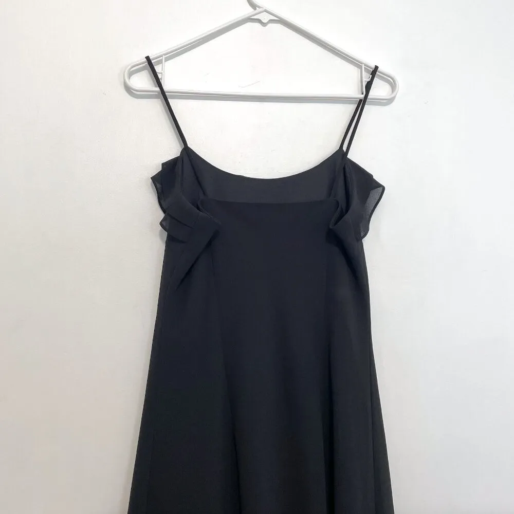 VINTAGE VTG DAWN JOY Black Ruffle Spaghetti Strap Midi Slip Dress 90s Y2K Party Size 10 - Image 11