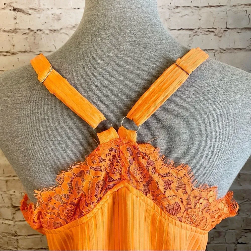White Birch Orange Lace Detail Racerback Tank Top Ribbed XL - Image 9