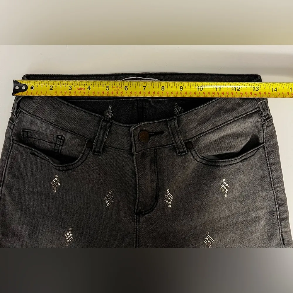 SUNDANCE Women Gray Sequined Primrose Party Fit Skinny Jeans 26 - Image 6