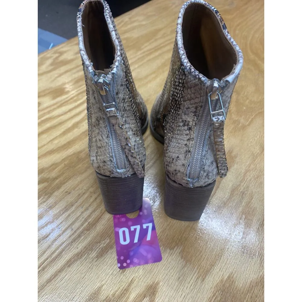 Golo Women's 8.5 Snakeskin Loredo Block Heel Back Zip Round Toe Ankle Boots Black - Image 2