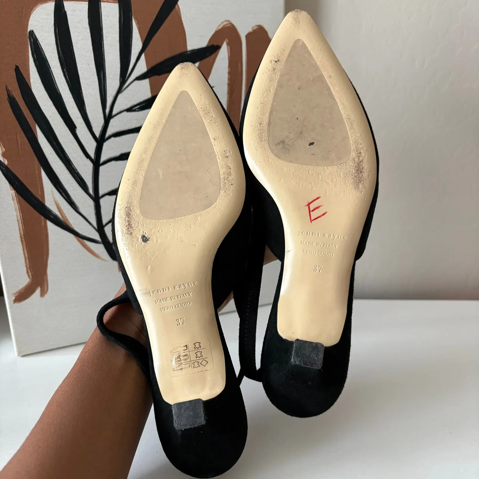 Jenni Kayne Black Suede Pointed Toe Slingback Kitten HeelsSize 37 - Image 8