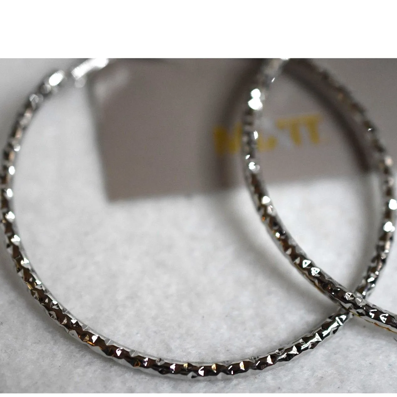 Mixit NIP  Boho Statement Textured Silver Tone 2" Lever Back Post Retro Earrings - Image 3