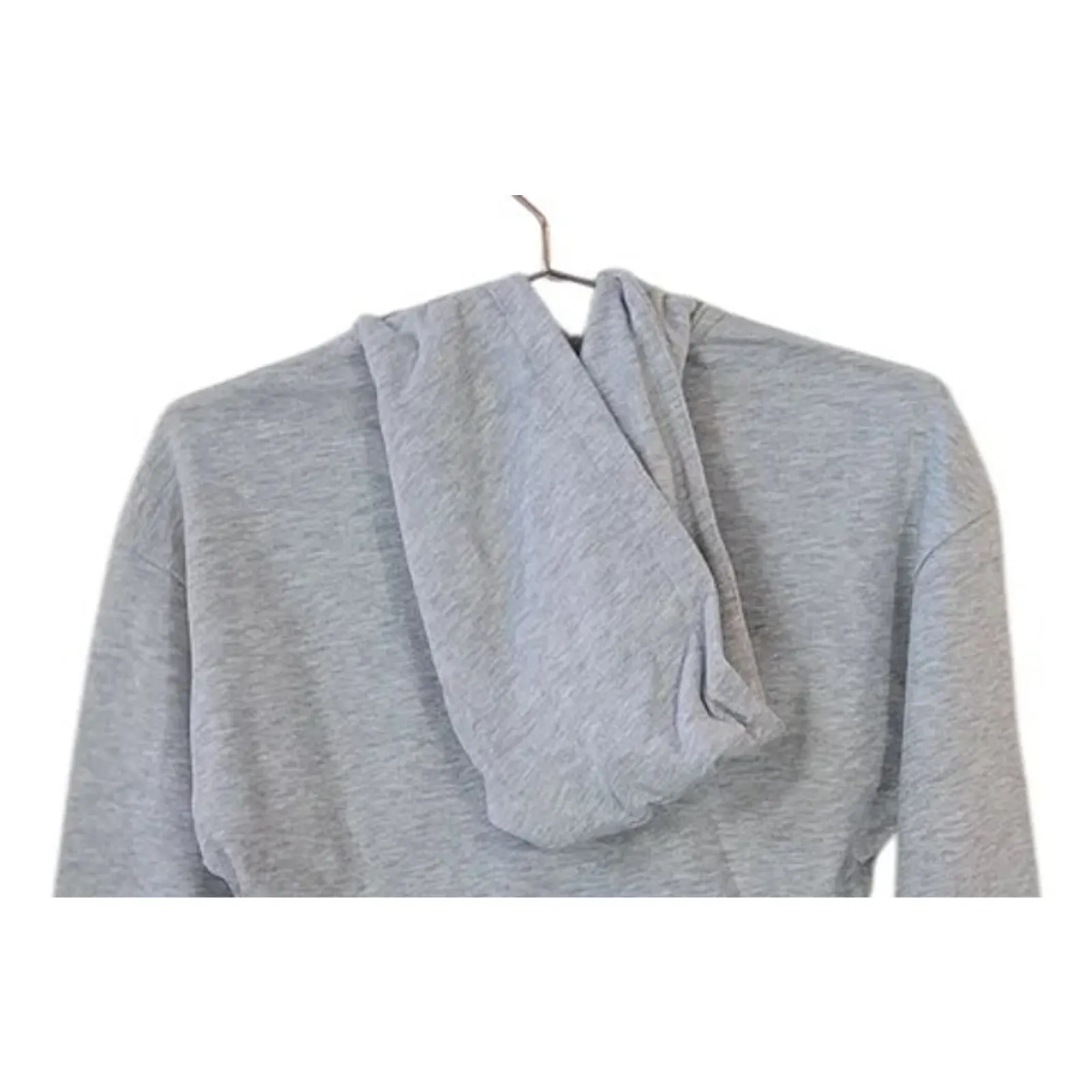 NWT WeWoreWhat Cropped Half Zip Fleece Cotton Hoodie Long Sleeve XS Heather Grey - Image 7