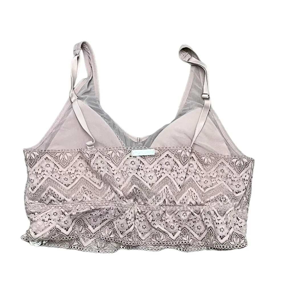 Daniela Tombini Lace Bralette 46 1X | Soft Pink Sheer Mesh Longline Lingerie Size XL - Image 3