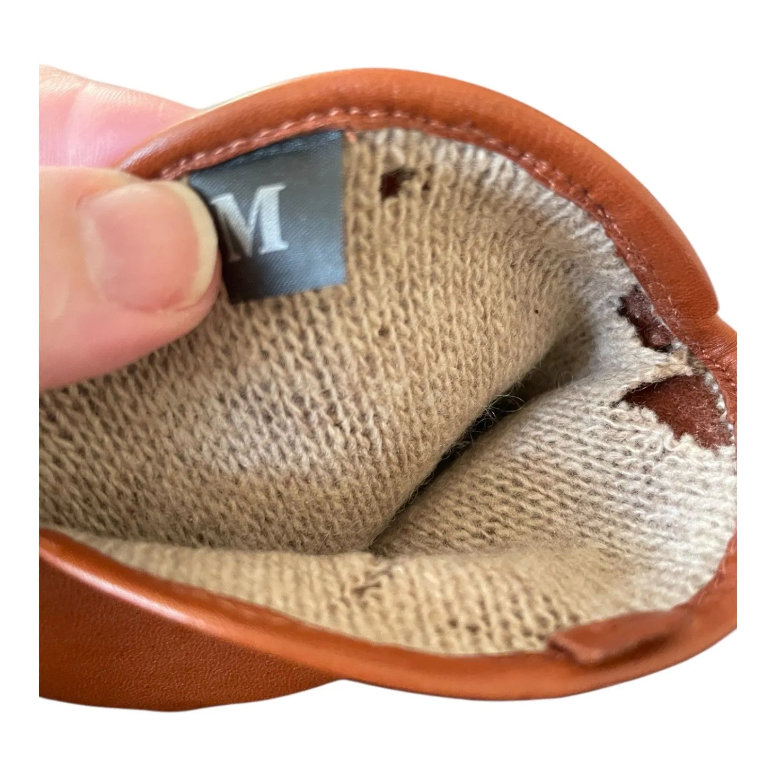 Vintage Carole Little Brown Leather Cashmere Lined Gloves M *read description* Size M - Image 5