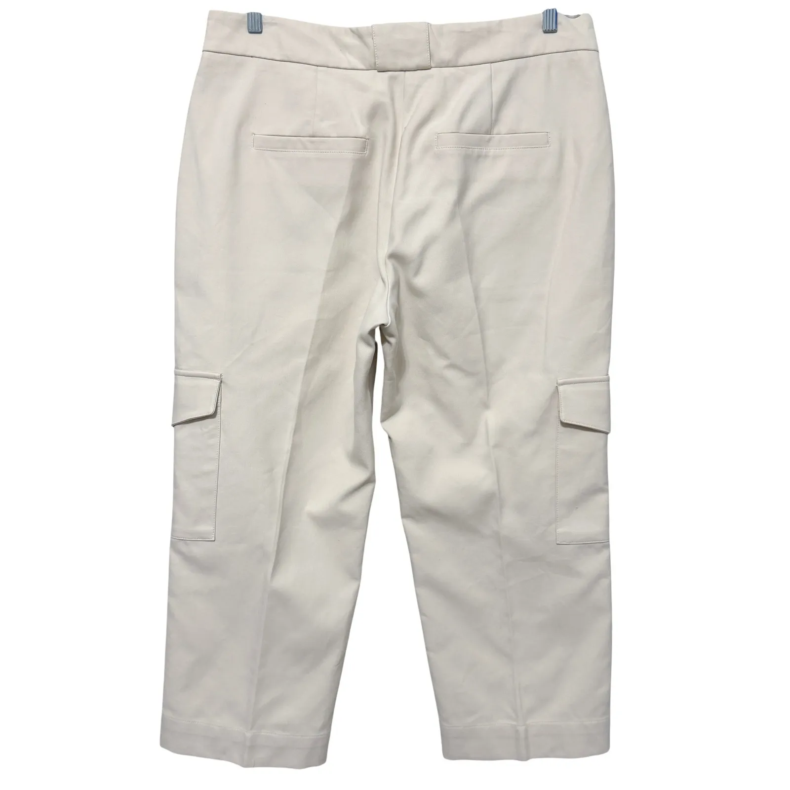 ME+EM Women Cream Cotton Cargo Pants Cropped Trousers Size US 12 UK 16 Casual HR - Image 2