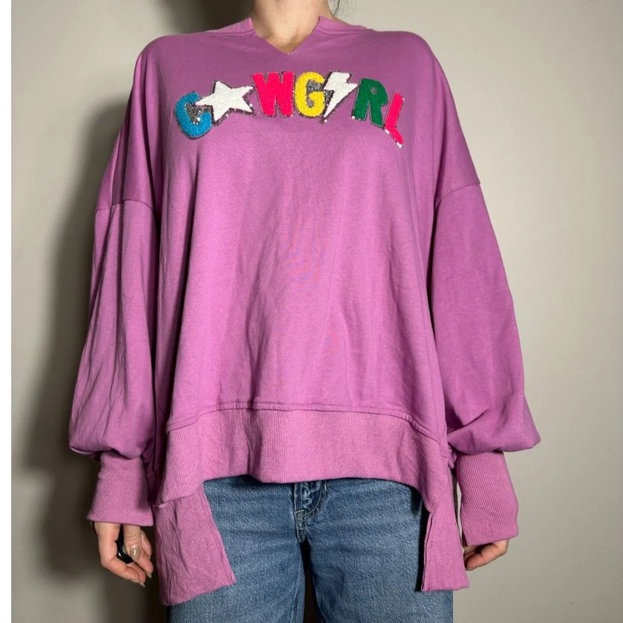 Fantastic Fawn COWGIRL Oversized Sweatshirt Size Medium - Image 2