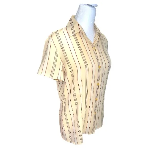 Chaus Beige Striped women’s Shirt Tan Size 4 - Image 3