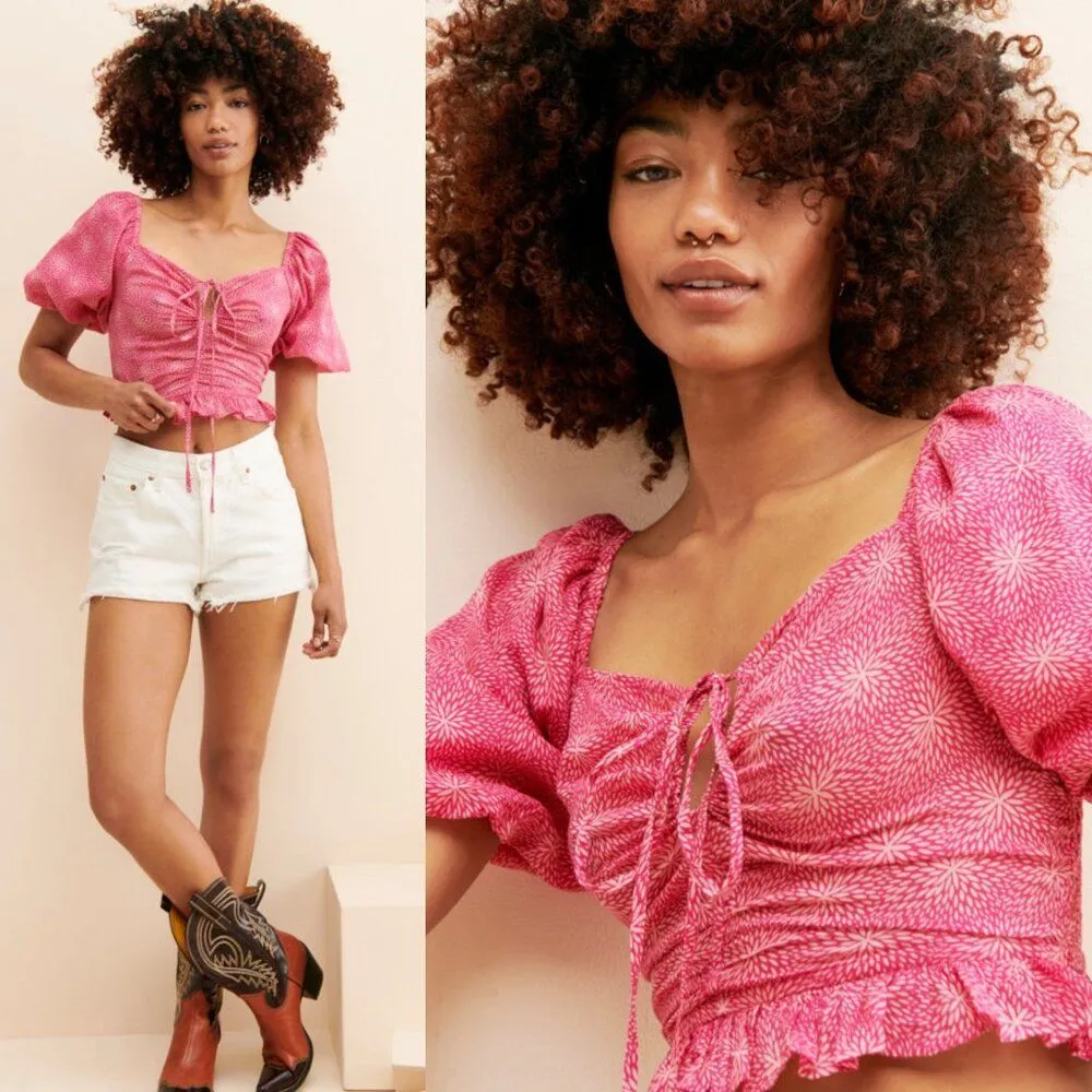 Anthropologie Banjanan Agatha Crop Top in Pink Size Large $185 - Image 12