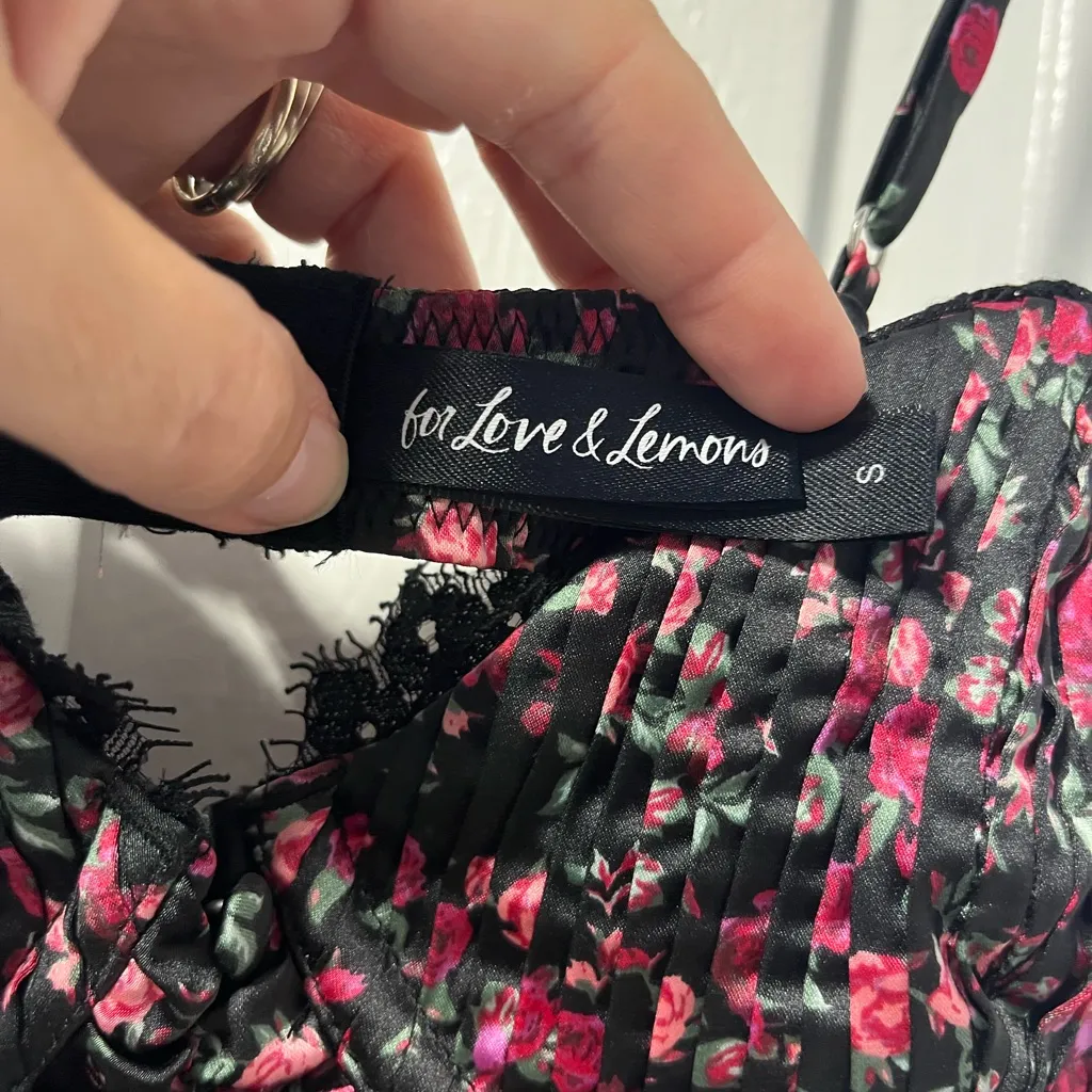For Love and Lemons Melrose bustier black and pink floral top size small - Image 5