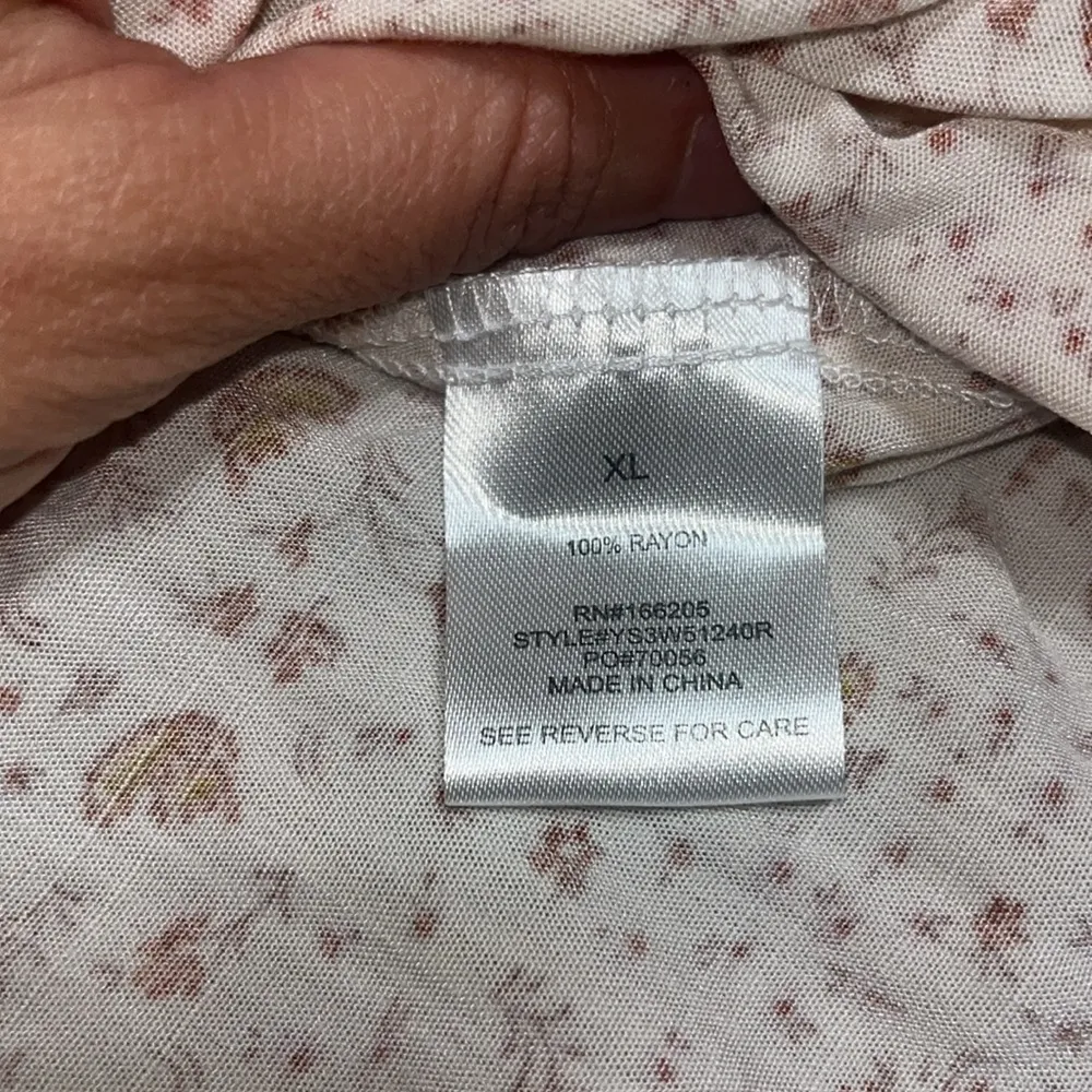 Lucky Brand Printed Short Sleeve Shirt Dress Cream Floral XL‎ - Image 14