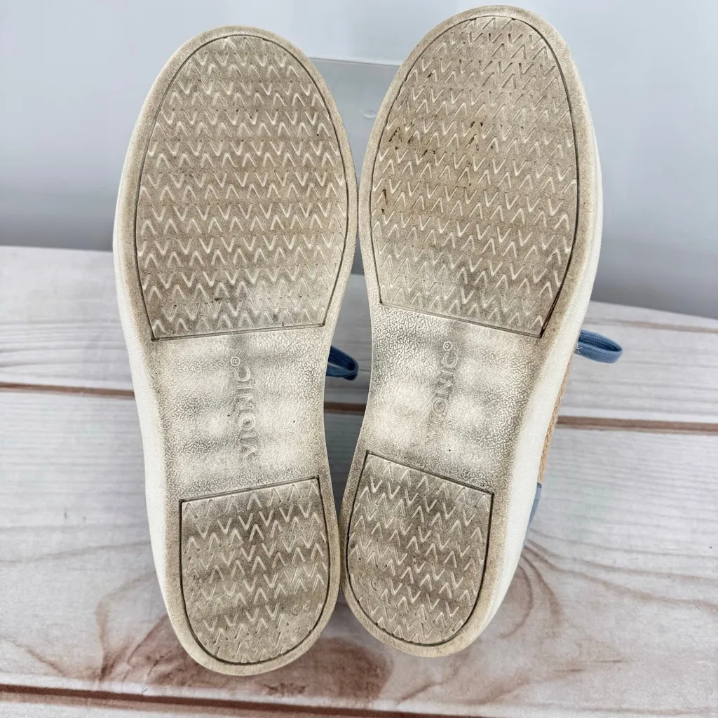 Vionic Winny Pastel Blue Leopard Heel Raffia Trim Comfy Casual Arch Support 10 - Image 9