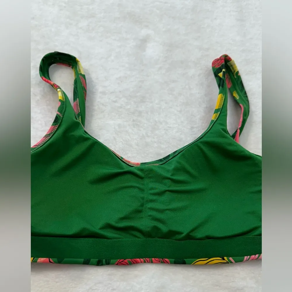 Old Navy Green and Pink Bikini Top with Tropical Print Swimsuit - Image 8