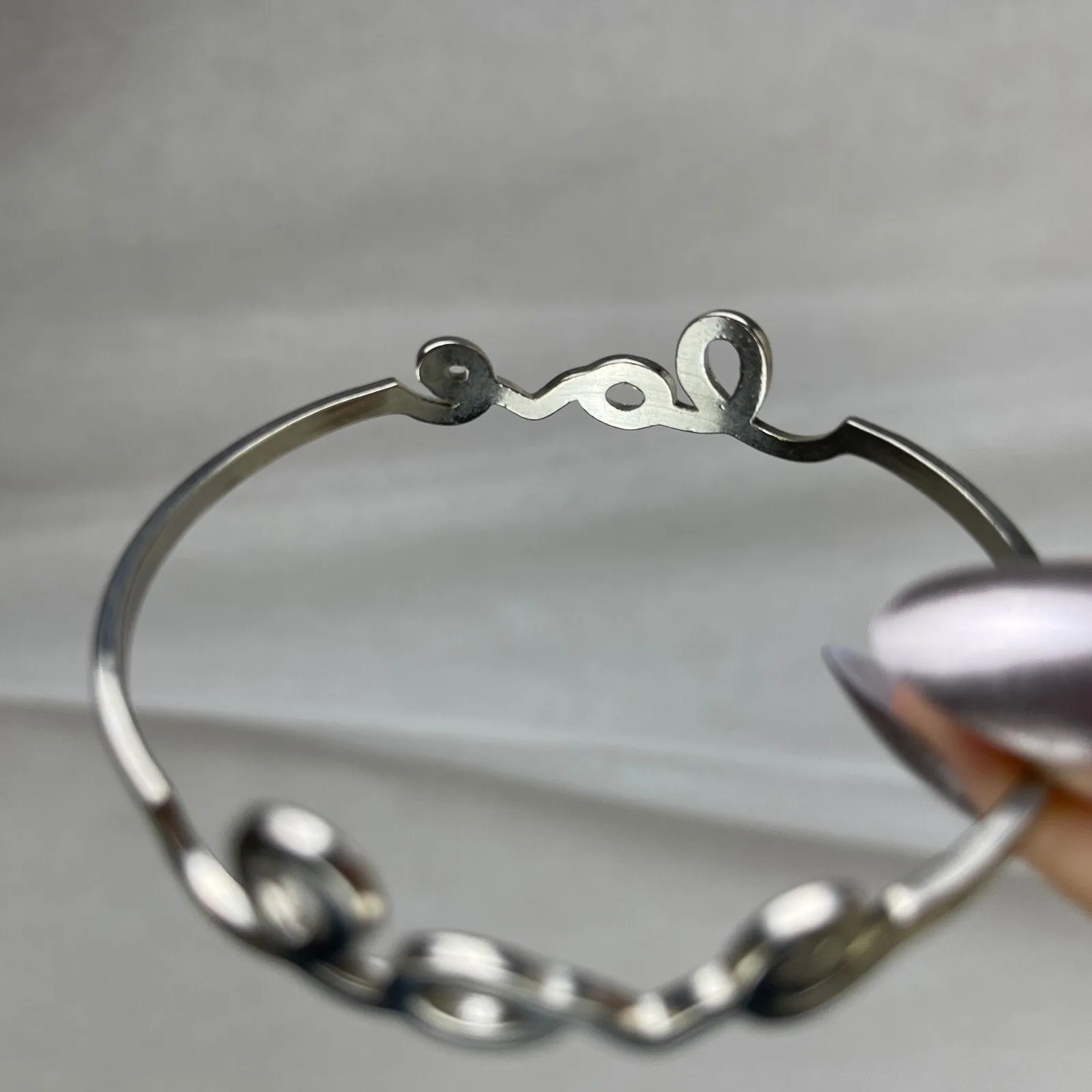 Dainty Silver Tone LOVE Cursive Bangle Bracelet Minimalist Romantic Boho NWOT - Image 13
