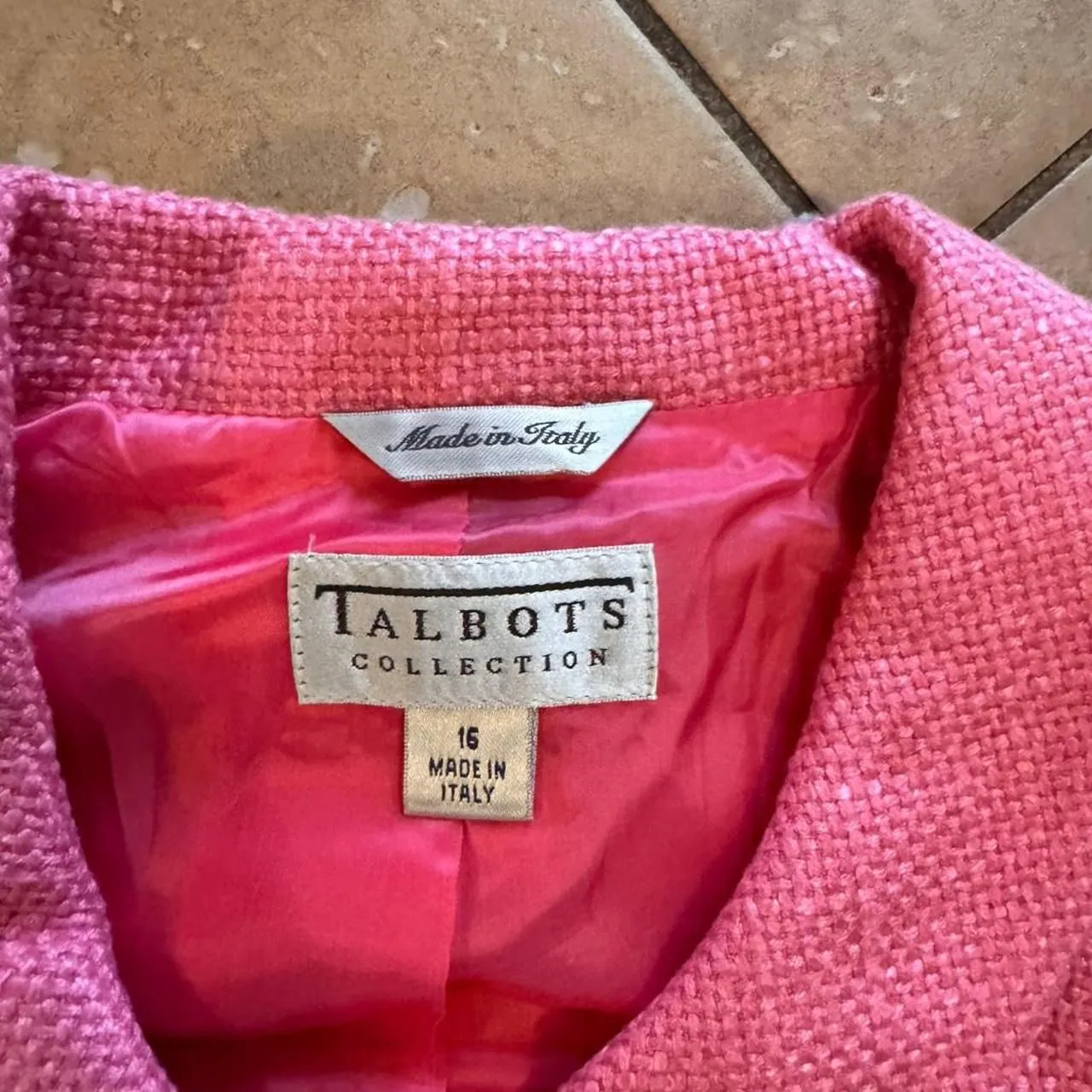 Vintage talbots Pink Italian Wool Jacket Women’s Size 16 Made in Italy - Image 2