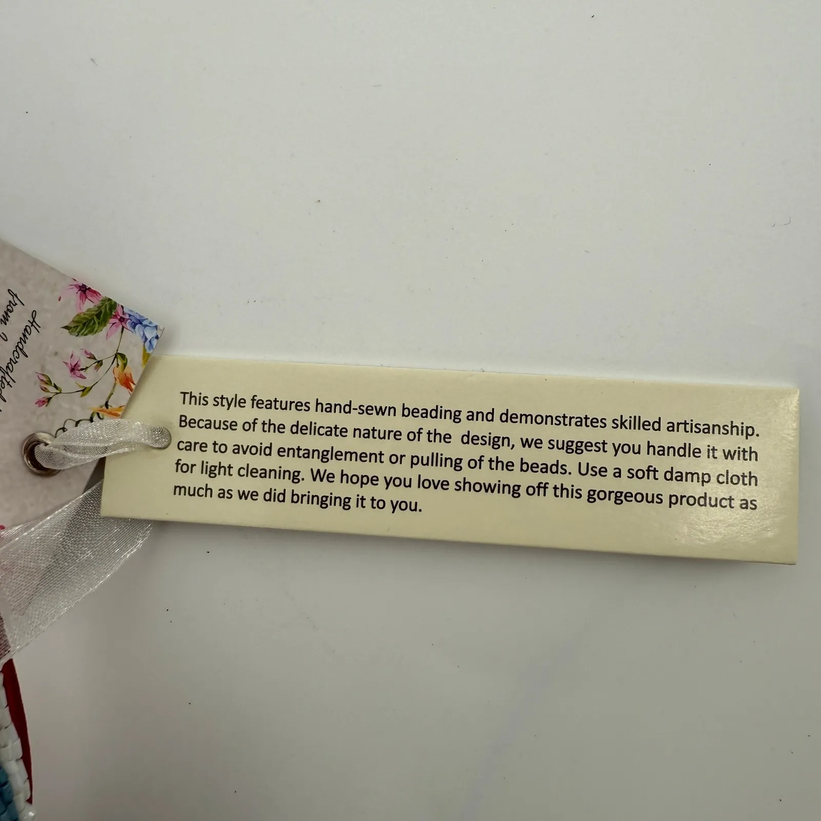 Handcrafted Beaded Red Lobster Shoulder Bag Purse Blue White Striped India Made - Image 11