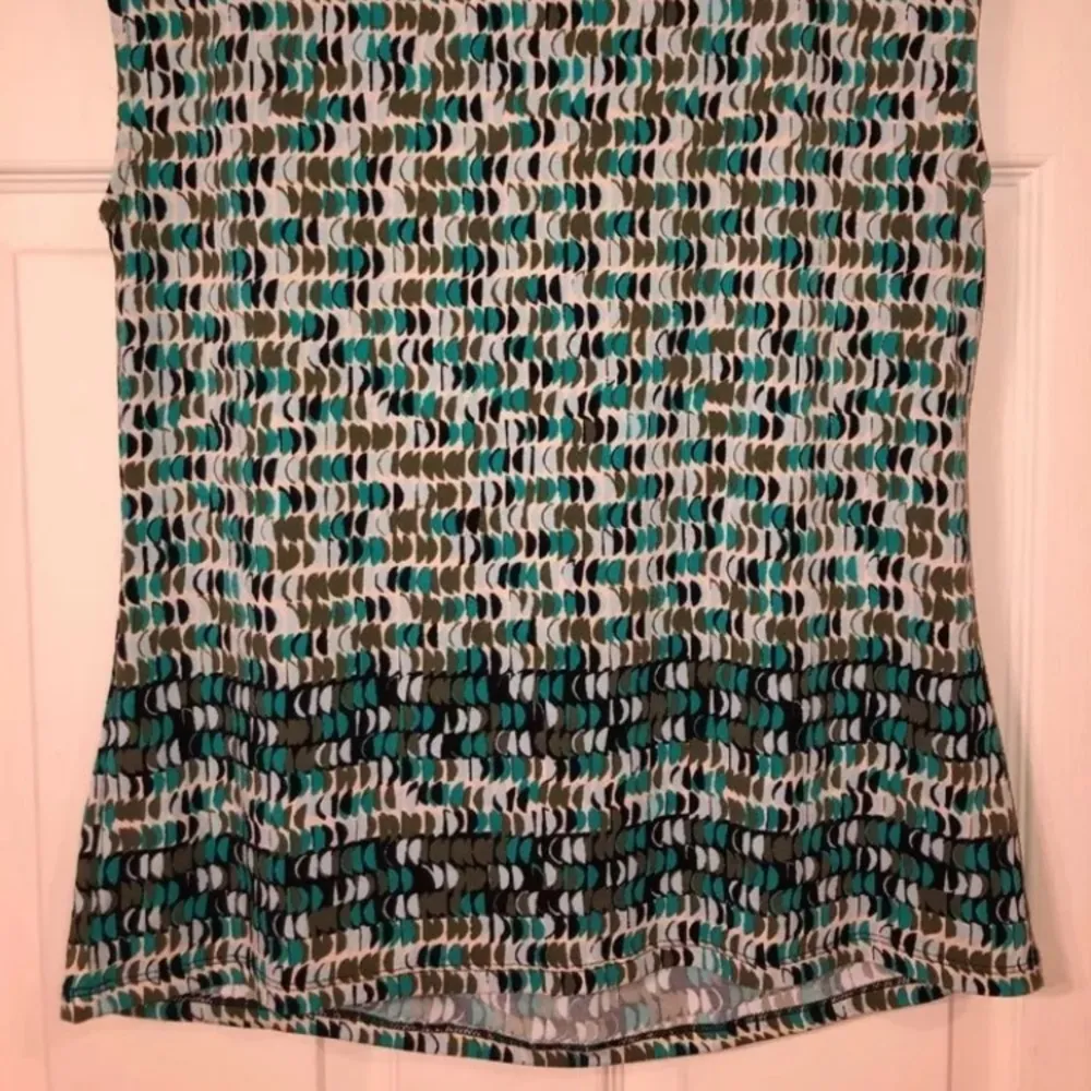 Liz Claiborne sleeveless blouse shirt top tank green career draped pleated M - Image 4