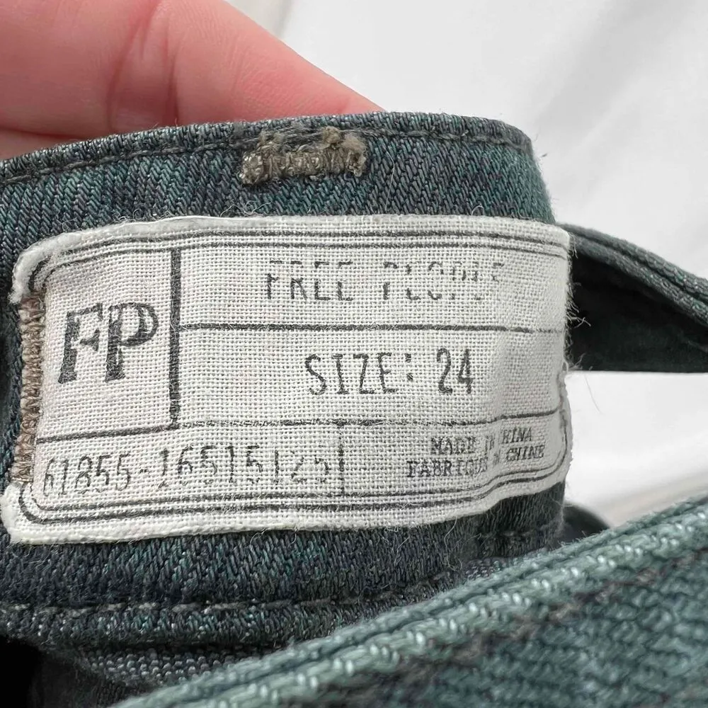 Free People Slate Blue Adjustable Straps Skinny Denim Overalls Women Size 24 - Image 7