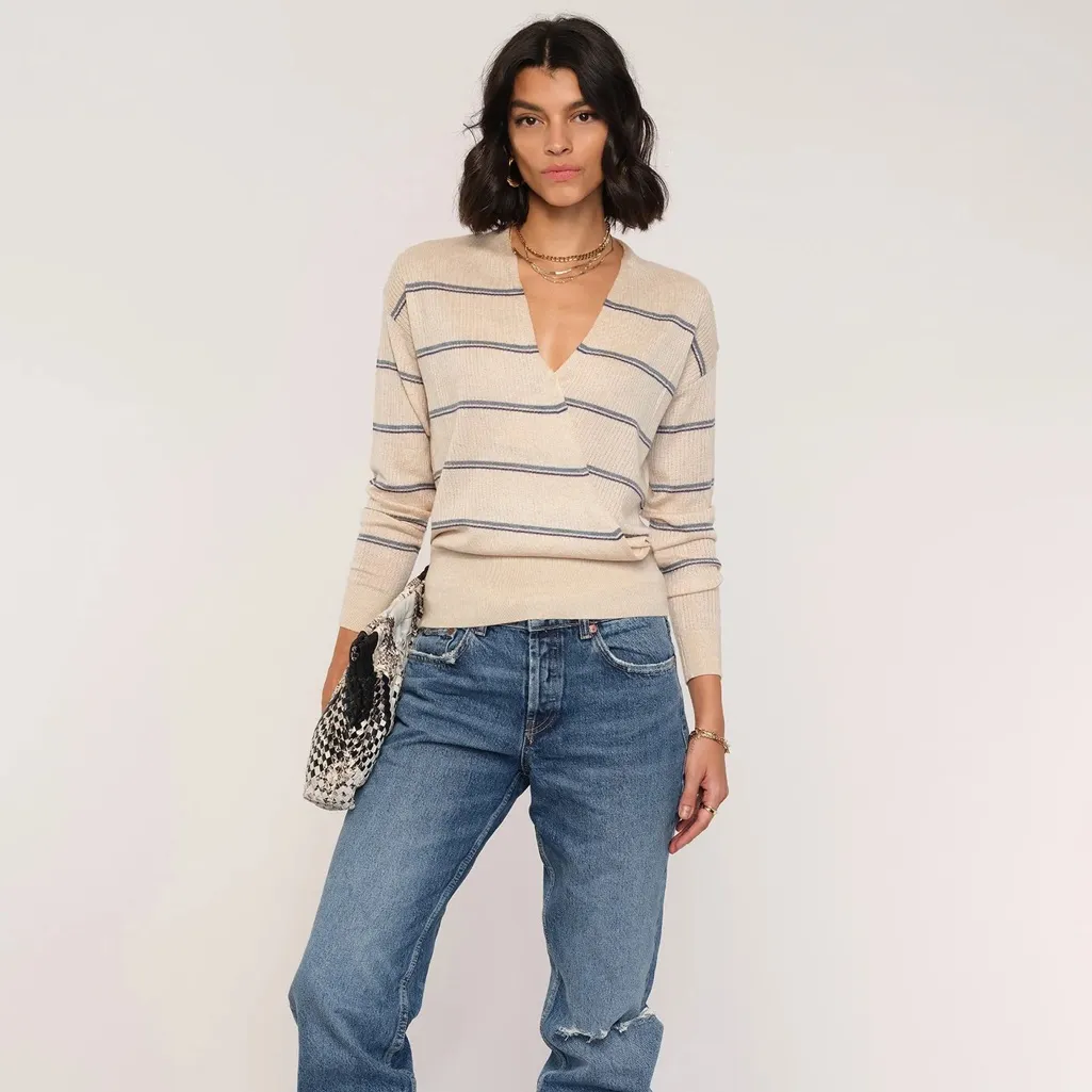 Heartloom Simona Top with Blue Stripes, Medium - Image 4