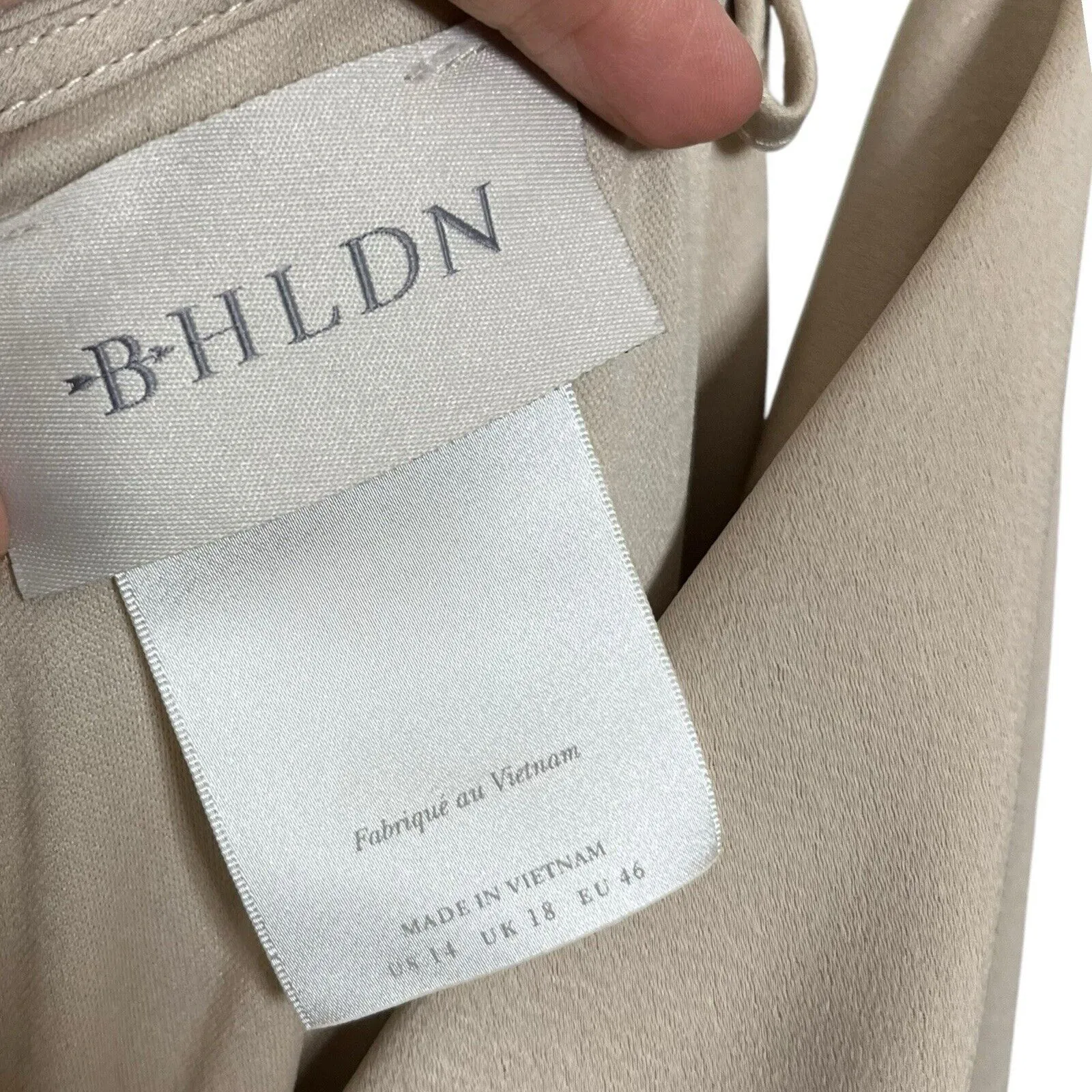 BHLDN Cali Satin Cowl Neck Slip Dress Champagne Women’s Size 14 Midi - Image 10