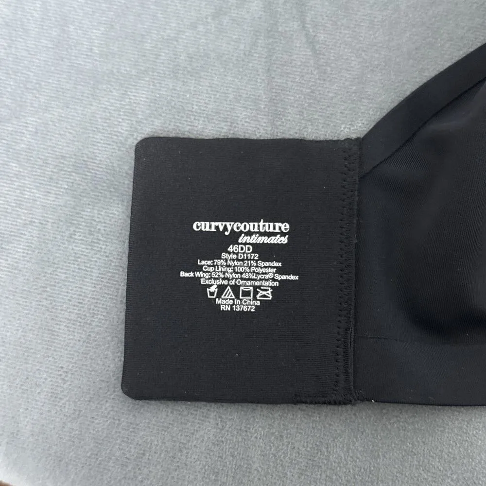 Soma Curvy Couture Bra 46DD Allover Lace French Unlined Full Coverage New Black Size undefined - Image 8