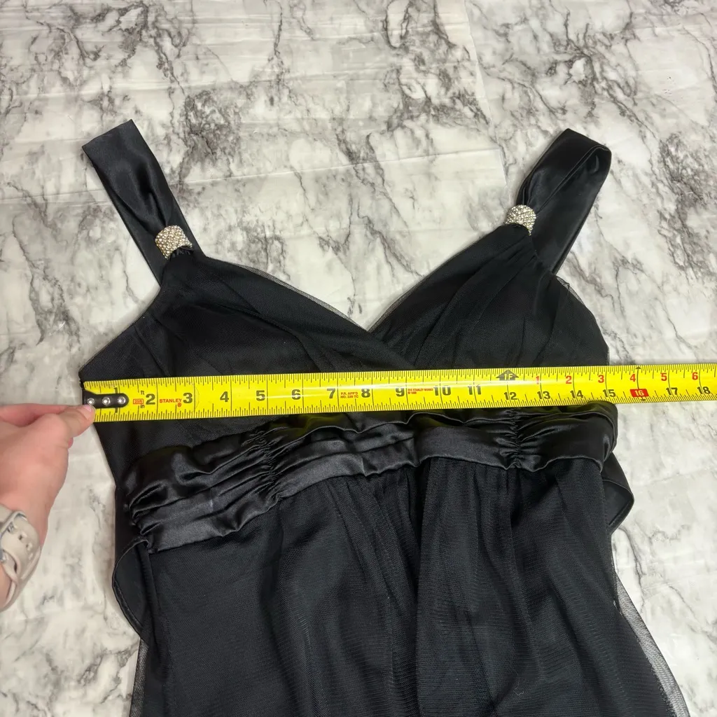 Taboo Size Large Y2K Black Silver Glitter Dress V neck homecoming goth prom - Image 6