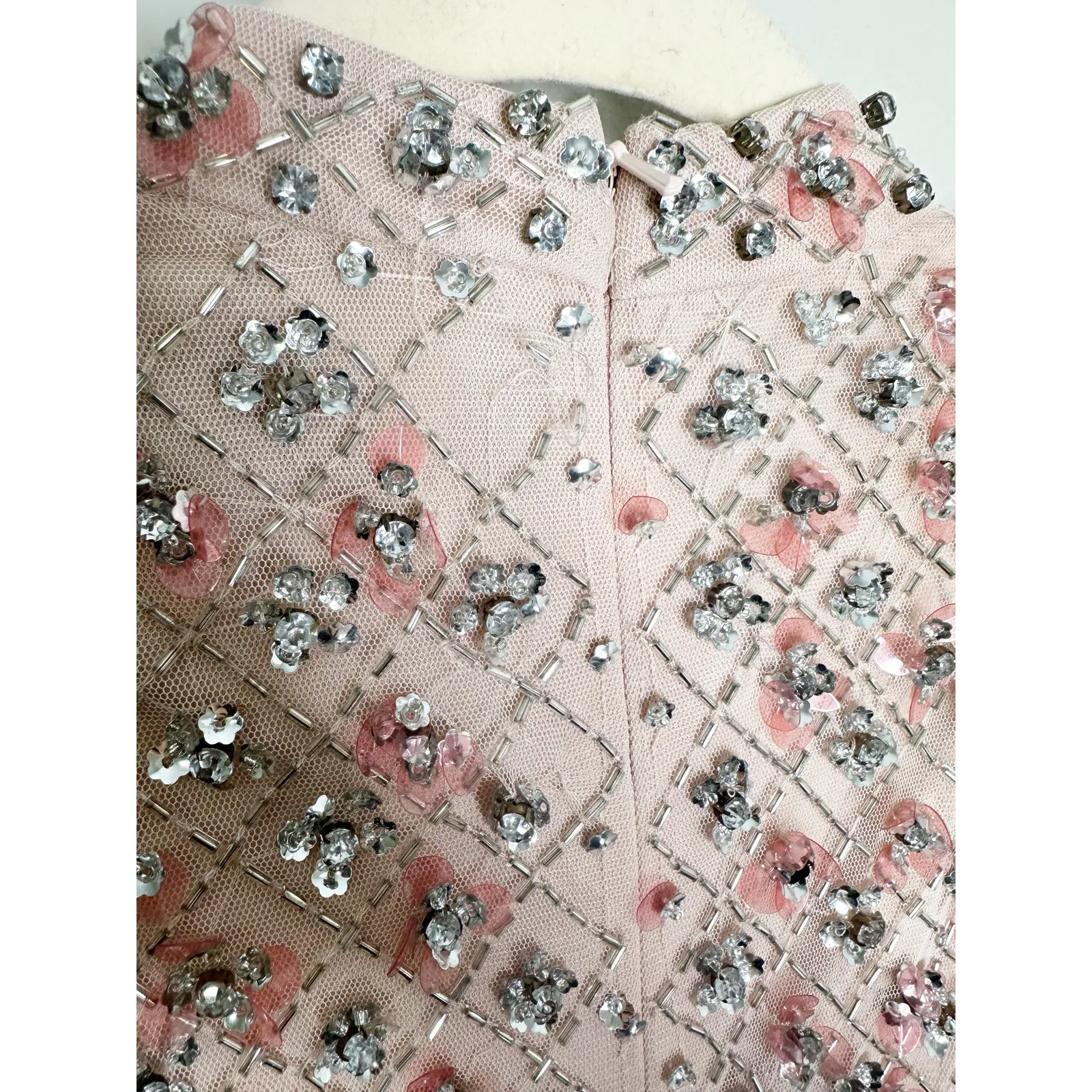 Mac Duggal 10780 Peach Pink Beaded Fitted Column Cocktail Length Gown 4 NEW - Image 7