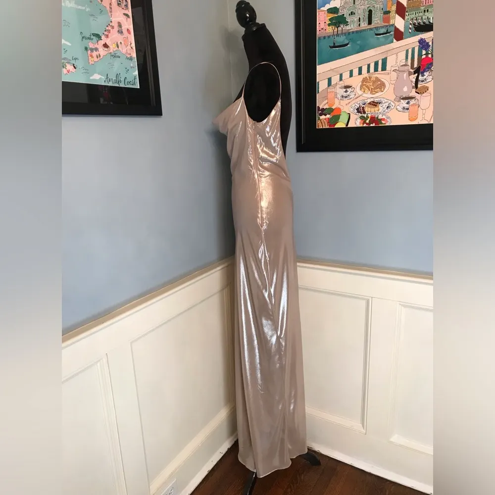 NWOT House of CB Champagne Silver Leia Backless Slip Dress Gown Sz M - Image 4