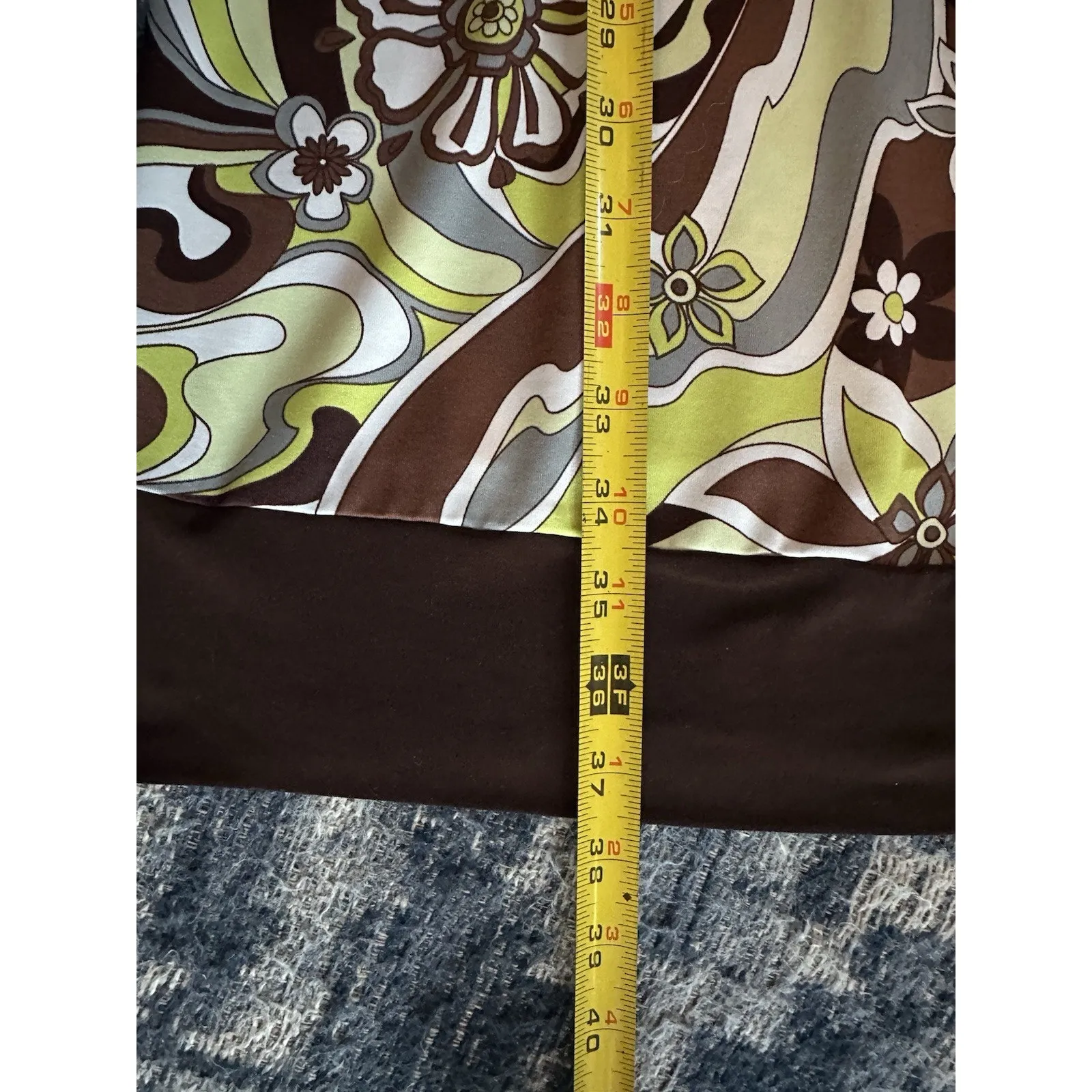 Karin Stevens KSL Dress Size 20W Green Brown Scoop Neck Funky Pattern Artsy - Image 5