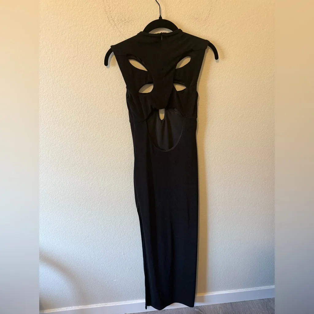 MISBHV Butterfly Maxi Dress Black Cutout With Slit Womens S Homecoming Stretchy - Image 4