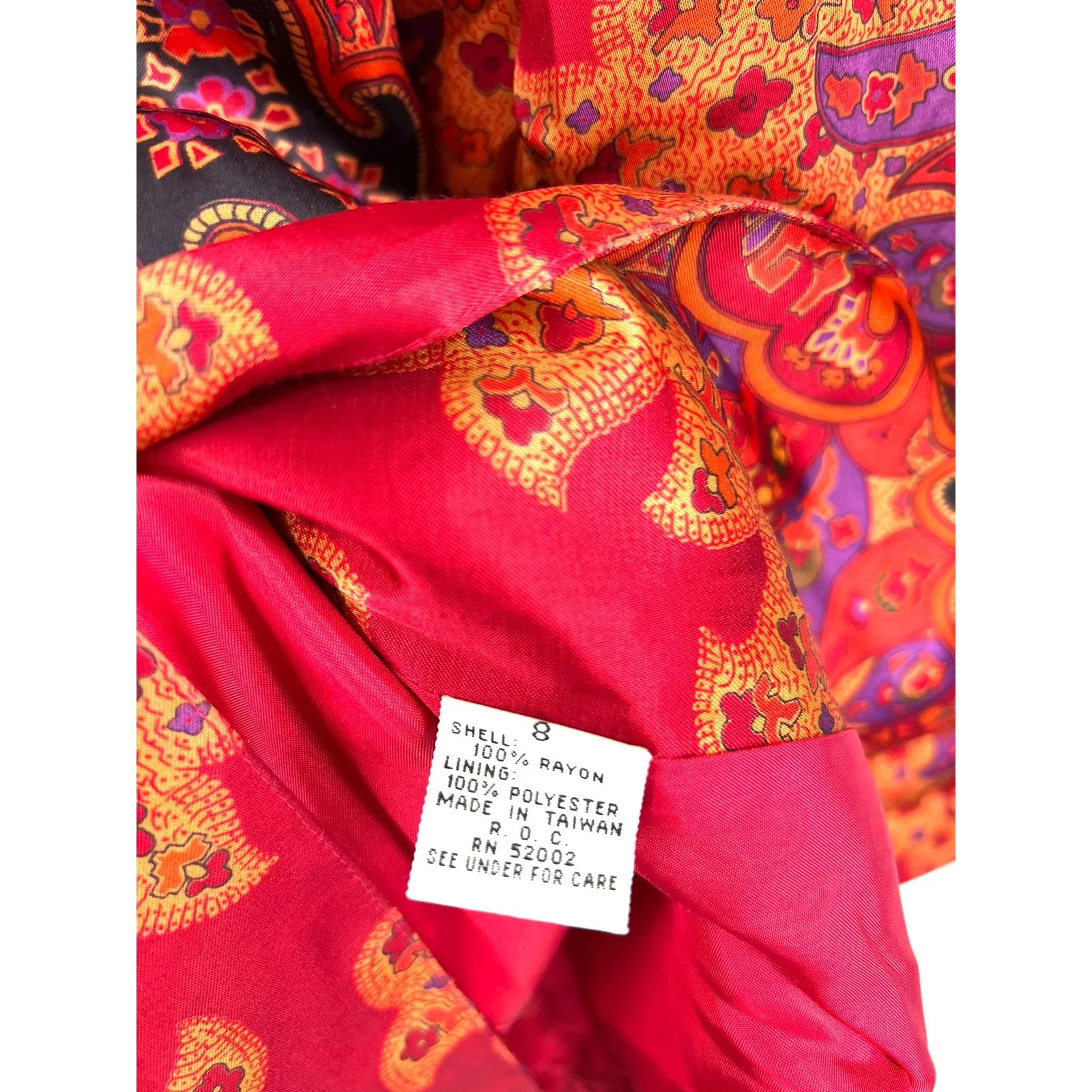 Vintage 90's Liz Claiborne 10 Suit Set Blazer Matching Satin Paisley Red Womens - Image 8