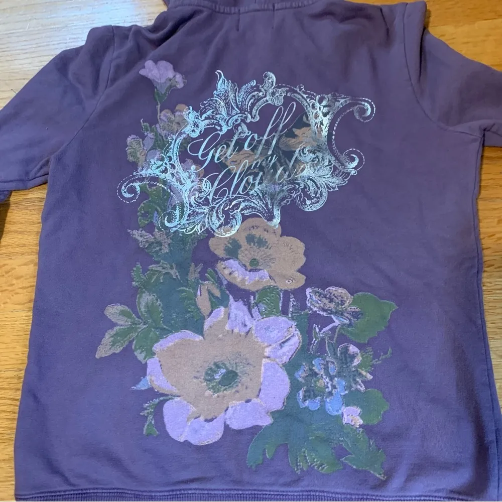 Juicy Couture Pam Gela Distressed Floral Get Off My Cloud Hoodie Women's Medium - Image 7