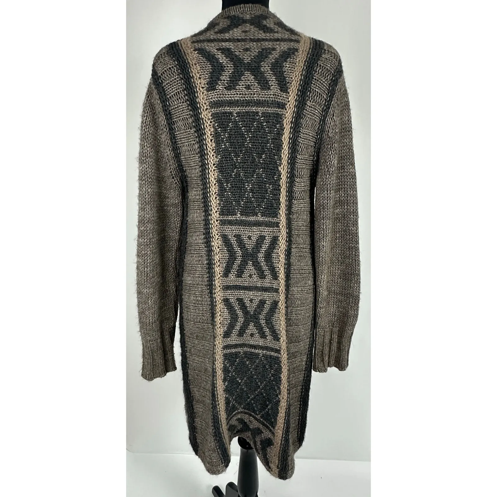 Alpaca Mohair Wool Duster Cardigan Sweater Large Western Neutral Gottardi Italy Brown - Image 2