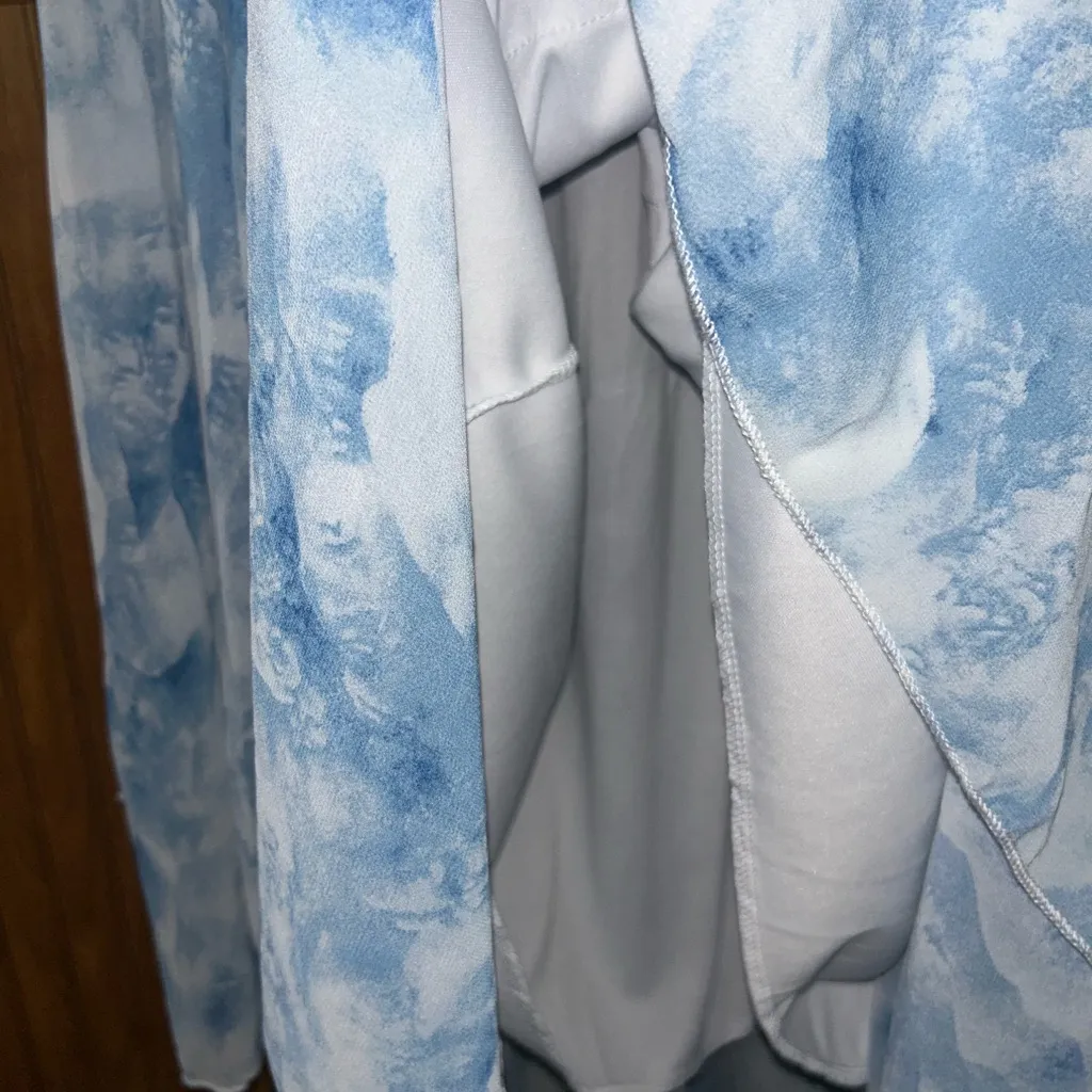 Elegant Long Sleeve Dress. Size one XL mock neck mother of the bride Blue - Image 7