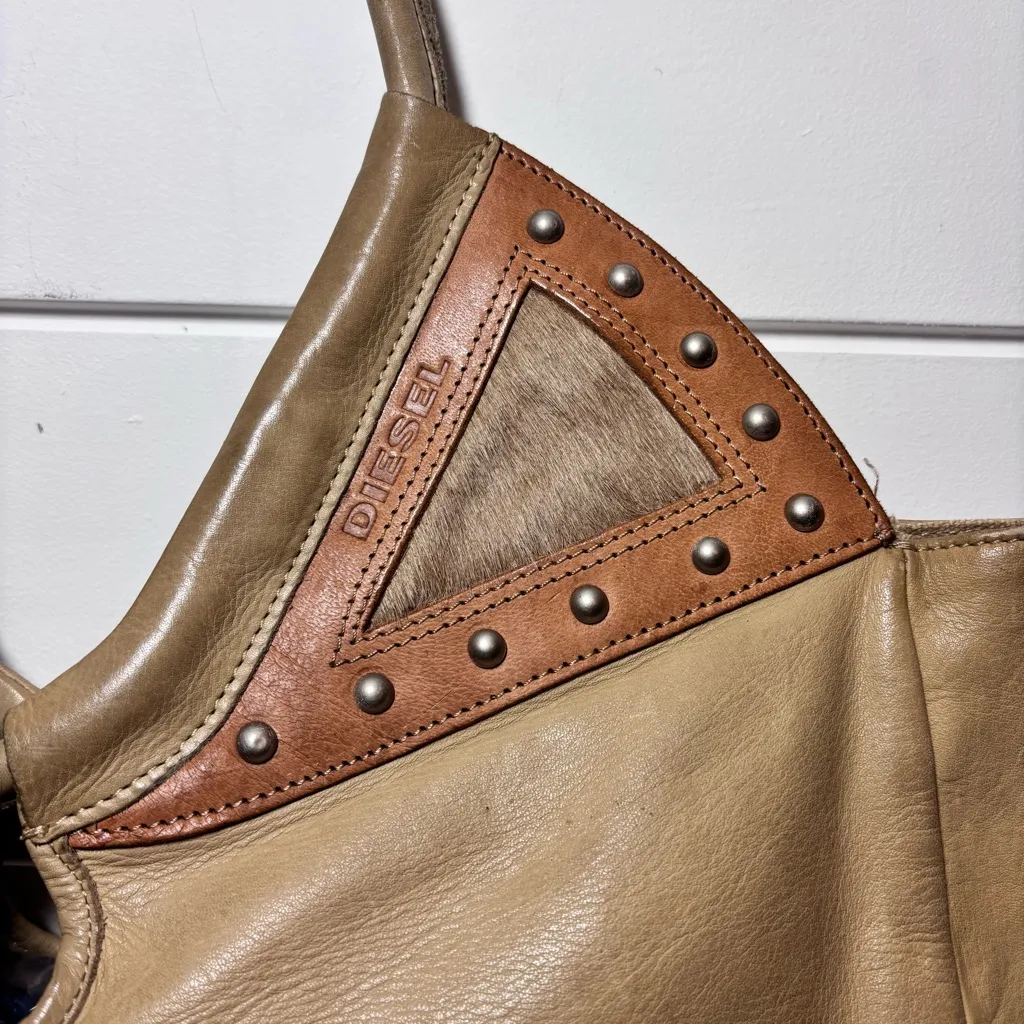 Diesel Vintage 100%‎ Leather Spare Parts Circle Brown Shoulder Bag - Image 5
