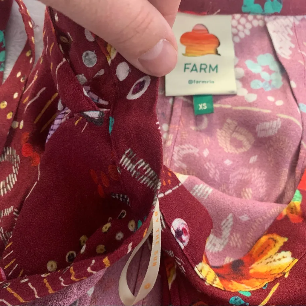 Farm Rio size XS Amabella floral wrap maxi skirt beaded red pineapple rainbow - Image 4