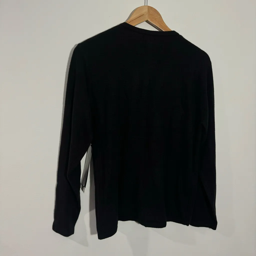 NWT Sag‎ Harbor Cardigan With Built In Tank With Beads Black Size Medium Petite - Image 3