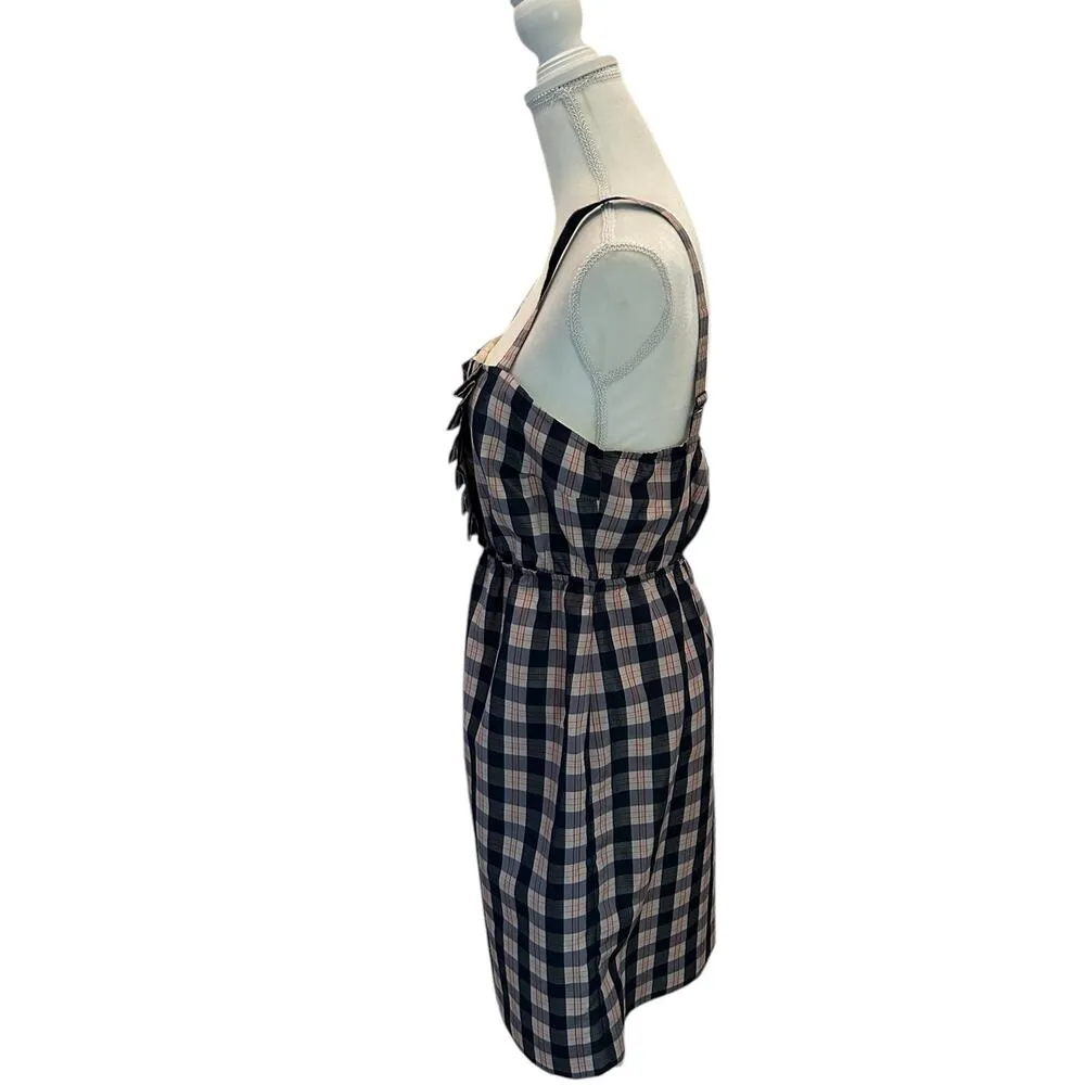 Anthropologie Maeve Blue Red Plaid Midi Lined Dress Size Large Cottage Romantic - Image 5