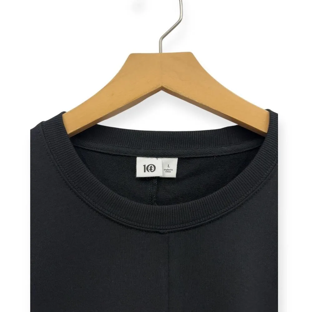 TenTree Black Twisted Front Long Sleeve Crew Neck Cropped Sweatshirt size Large - Image 3