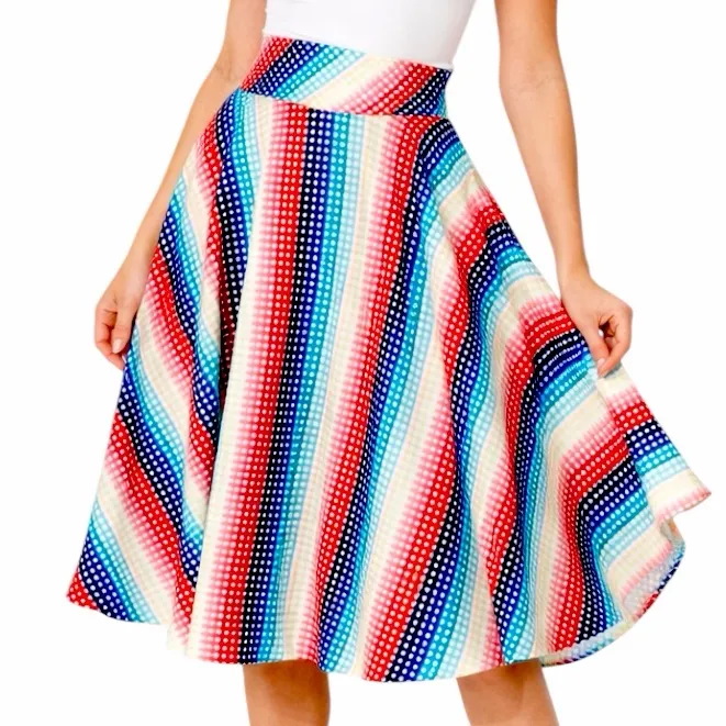 Voodoo Vixen Fit Flare Midi Skirt Rockabilly Women’s Size 14 Red Multi Gingham - Image 12