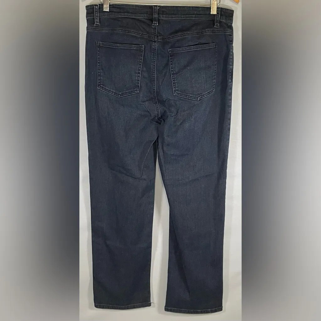 Eileen Fisher High Rise Straight Ankle Dark Blue Jeans Organic Cotton Size 10 - Image 5