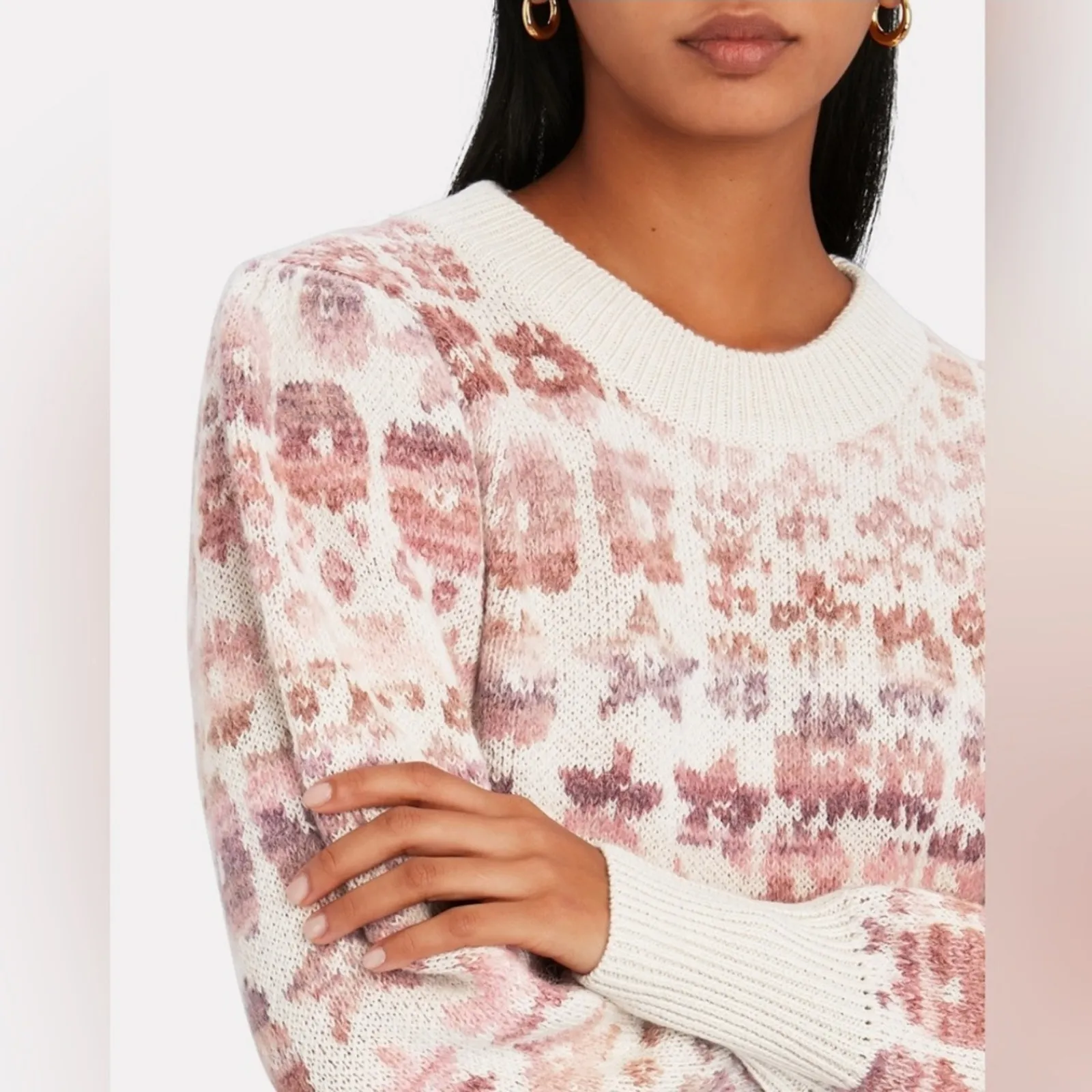 LoveShackFancy Womens Luxury Wool Alpaca Blend Sweater Sz Medium Cottage Knit - Image 4