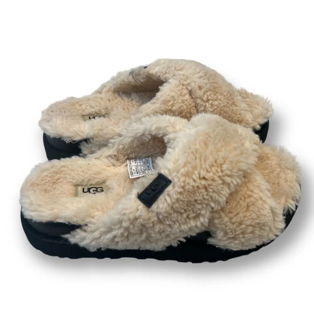 45.  Fuzz Sugar Cross Natural Slide Faux Fur Size 7 NWOT - Image 3