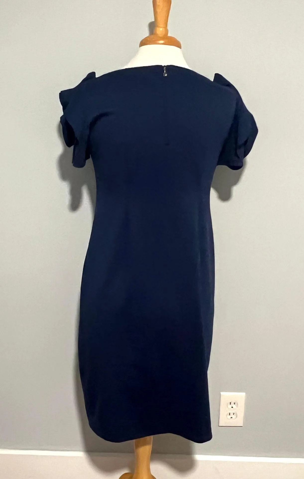 Navy Blue Rose Sleeve Maternity Dress - Image 6