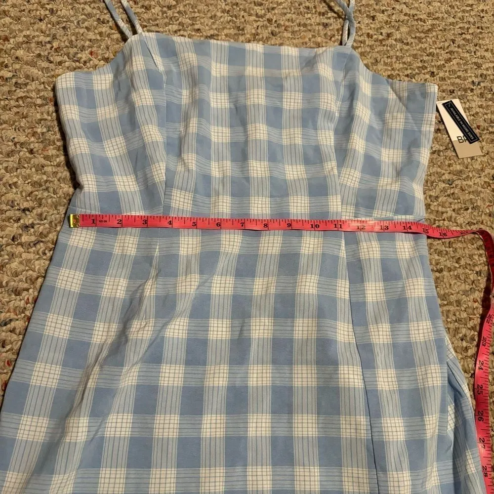 NWT Nordstrom BP Lola Plaid Square Neck Blue Sundress- Size Large - Image 10