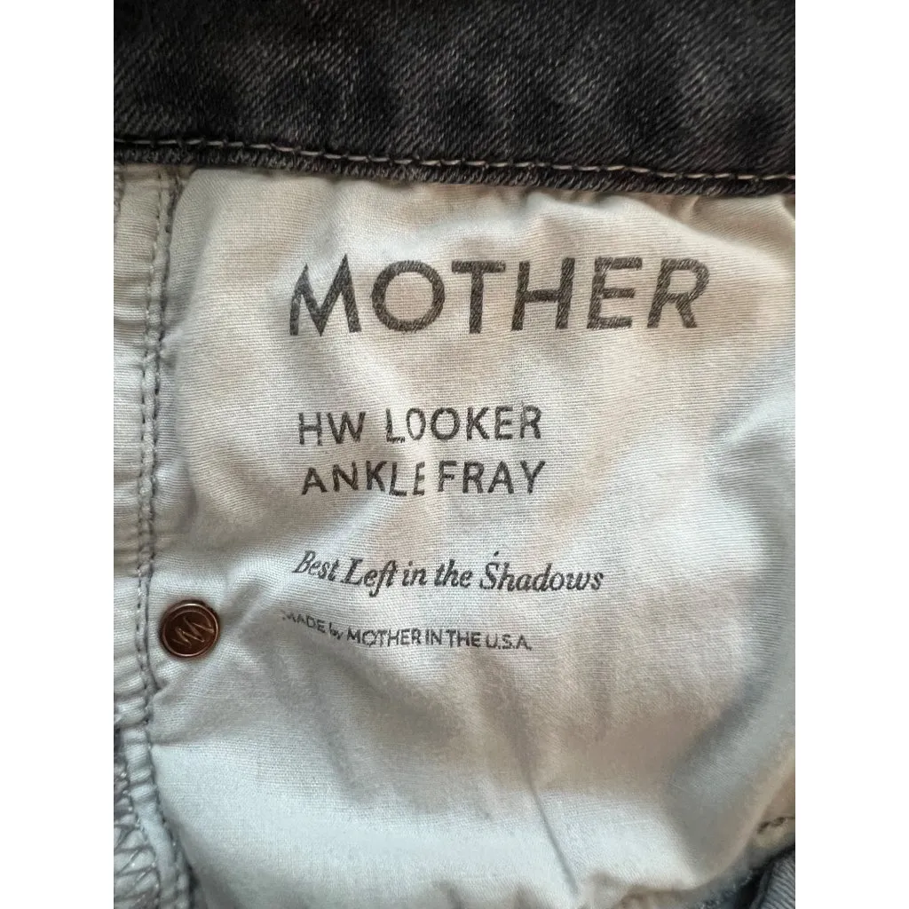 Mother Womens Grey Distressed Skinny Jeans With Raw Hem Denim Pants Size 28 Gray - Image 8