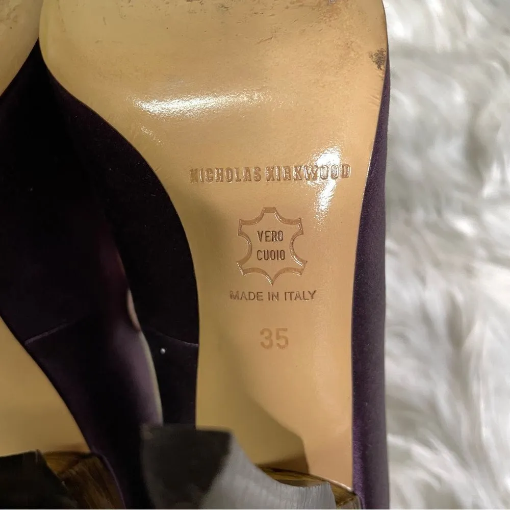 Nicholas Kirkwood Purple Satin Art to Wear Heels 35‎ Size 5 - Image 9