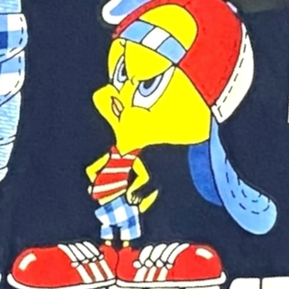 Vintage 90s 1996 Looney Tunes Graphic Tee T Shirt Tweetie Bird Sylvester Large - Image 3