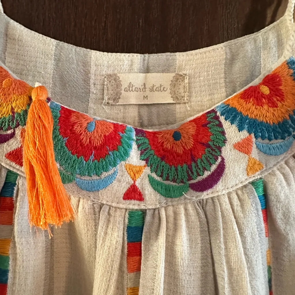 Altar'd State Cream Dress with Rainbow Accents - Image 2