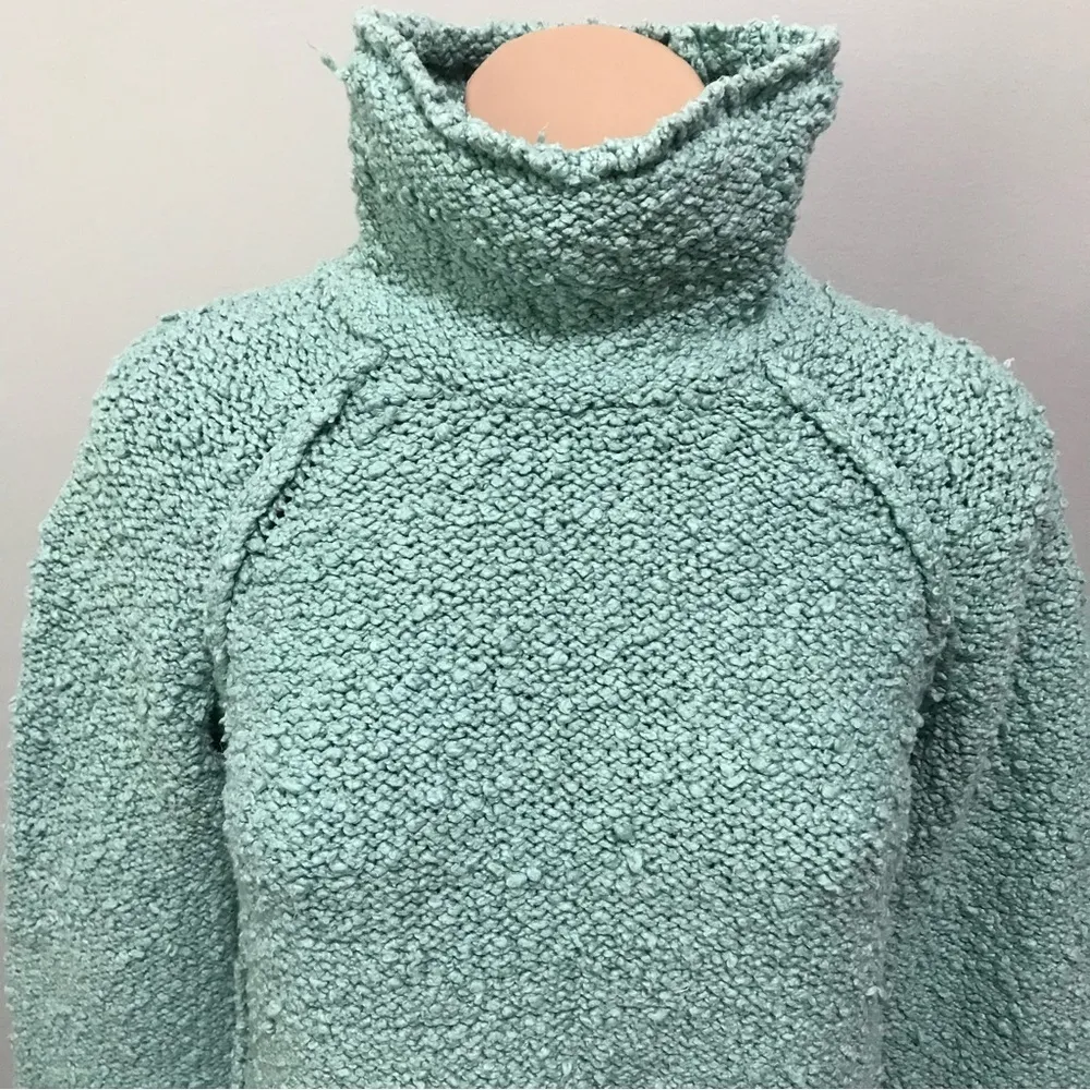 Moth Anthropologie Popcorn Mock Neck Boucle Sweater Small Womens Blue - Image 4